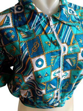 True Vintage Cropped Zip Top Jacket Medium 1970's Nautical Atlanta Georgia